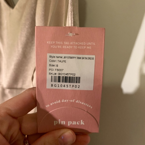 Birdy Grey Jay Shiny Satin Dress - Taupe NWT Small - Picture 3 of 4